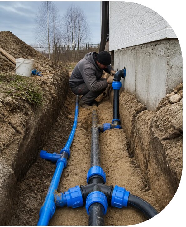 Монтаж наружного водопровода на участке под ключ в Кулебаках